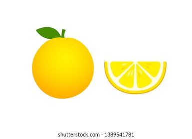 slice and whole yellow Orange with leaf, fruit pattern vector illustration sketch isolated on white background