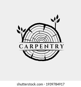 diseño vectorial de logotipo carpintero de madera de corte