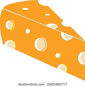 A slice of yellow cheese with white dots. The cheese is cut in half and has a white border