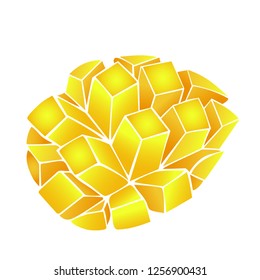 Slice of yellow-orange mango isolated on white background. Vector illustration of mango.