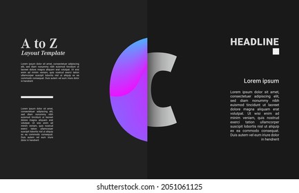 Sliced alphabet colourful gradient poster layout letters ABC