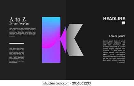 Sliced alphabet colourful gradient poster layout letters ABC