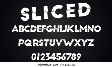 Sliced alphabet vector font on a dark background
