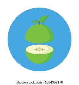 Sliced Apple flat icon isolated on blue background. Simple fruit in flat style, vector illustration.