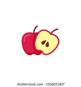 Sliced apple, fruit flat icon, vector sign, Apple whole and a slice colorful pictogram isolated on white. Symbol, logo illustration. Flat style design
