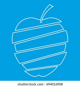 Sliced apple icon blue outline style isolated vector illustration. Thin line sign