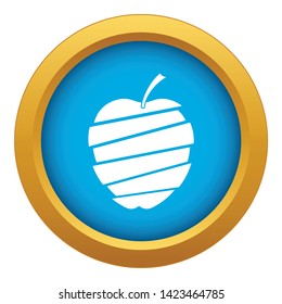 Sliced apple icon blue vector isolated on white background for any design