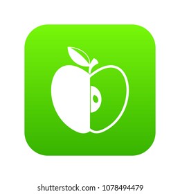 Sliced apple icon digital green for any design isolated on white vector illustration