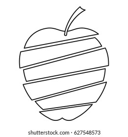 Sliced apple icon in outline style isolated on white background vector illustration