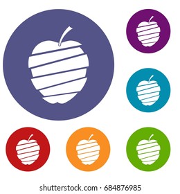 Sliced apple icons set