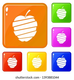 Sliced apple icons set collection vector 6 color isolated on white background