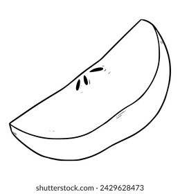 sliced apple illustration sketch outline vector	