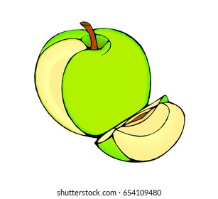 Sliced apple on isolated white background. Vector illustration. EPS10.