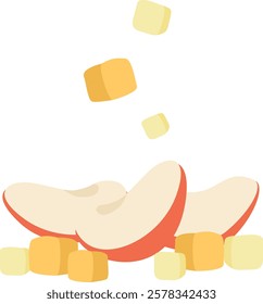 Sliced Apples and Cheese Cubes Vector