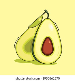 Vocado rebanado. Delicioso, fresco. Vector