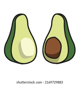 sliced avocado fruit illustration vector design