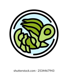 sliced avocado raw foodist color icon vector. sliced avocado raw foodist sign. isolated symbol illustration