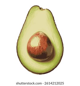 a sliced avocado with seed visible