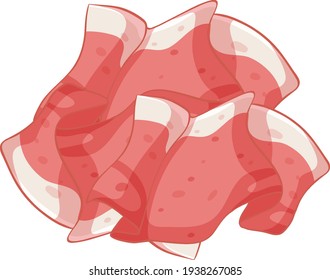 Sliced bacon on white background illustration