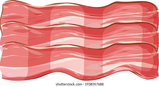 Sliced bacon on white background illustration