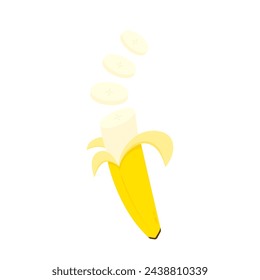 Vector de plátano en rodajas. Rebanada de plátano aislado sobre fondo blanco.