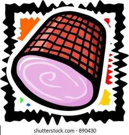 Sliced beef/pork ham. Vector illustration.