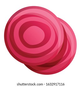 Sliced beet icon. Cartoon of sliced beet vector icon for web design isolated on white background