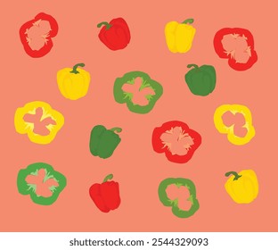 Glockenpapier und Glockenpapier in Scheiben geschnitten, Illustration mit grünem Hintergrund für Tapete, Papierumschlag, Fliese, Muster oder jede Verwendung. 