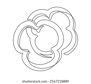 Sliced bell pepper line isolated on white background. Simple silhouette of vegetable. Hand drawn bell pepper outline. Vector illustration