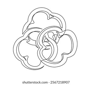 Sliced bell pepper line isolated on white background. Simple silhouette of vegetable. Hand drawn bell pepper outline. Vector illustration