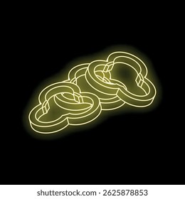 Sliced bell peppers glowing with neon yellow light on a dark background, creating a vibrant and eye catching visual