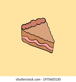 Sliced Birthday Cake. Vector Illustration.