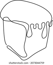 Sliced and bitten loaf of bread. Continuous line drawing. Vector illustration.
