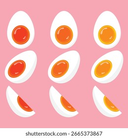 Sliced boiled egg with pink background