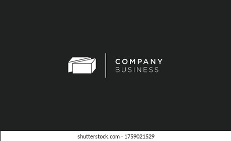 Sliced box simple geometric logo design concept. Vector template. Isolated object on background
