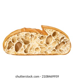 geschnittenes Brot. Der geschnittene Laib von Toastbrot für Brot. Logo, Symbol. Vektorskizze, realistische Vektorgrafik