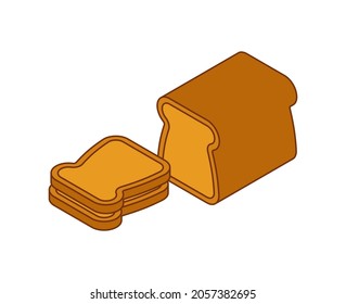 Pan rebanado aislado. Ilustración vectorial de roolio alimentario