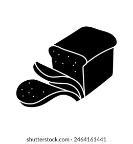 Sliced bread loaf black hand drawn icon