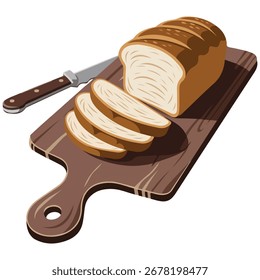 Pan en rodajas a bordo de Ilustración vectorial aislada
