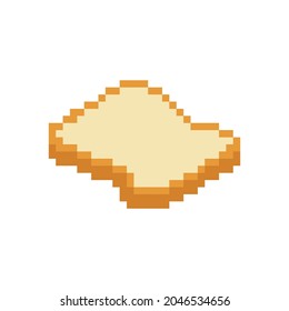 Sliced bread pixel art. Pixelated Food rooty. 8 bit vector illustration