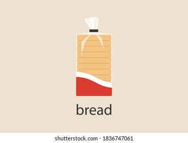 A sliced bread in plastic bag, a food icon
