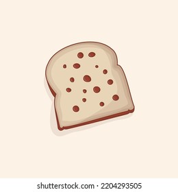 Sliced bread with raisins in cartoon design for food template design