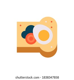 Sliced bread with tomato and boiled egg concept vector. Fast food icon