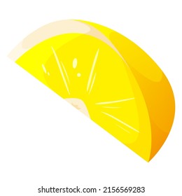 Sliced bright yellow lemon. Slice of lemon. Vector illustration isolated on white background.