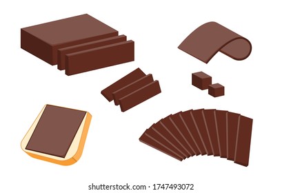 Sliced butter and sliced of delicious chocolate butter realistic set vector illustration