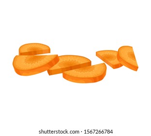 Sliced Carrot Root Vector Element Isolated On White Background