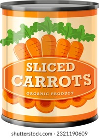 Sliced Carrots in Food Can Vector illustration