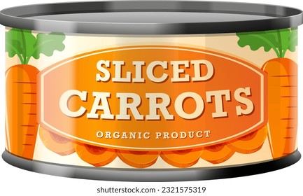 Sliced Carrots in Food Can Vector illustration