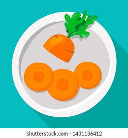 Sliced carrots on a plate. Vector illustration of a flat style.
