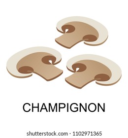 Sliced champignon icon. Isometric of sliced champignon vector icon for web design isolated on white background
